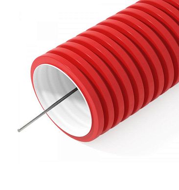 Труба гофрированная ПНД  75мм с протяжкой красная IP55 (уп/50м) 75ТПС ПластЛайн