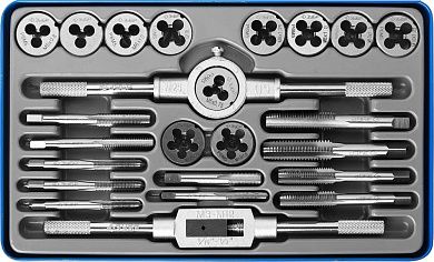 Набор метчиков и плашек М5-М12, 24пр., Р6М5 "ПРОФЕССИОНАЛ" (28110-H24) ЗУБР