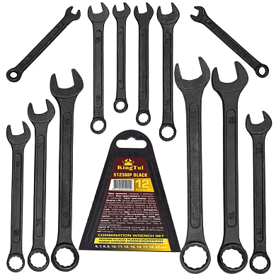Набор ключей комбинированных 12пр. (6-14, 17, 19, 22мм)(KT-5123MP BLACK) KINGTUL