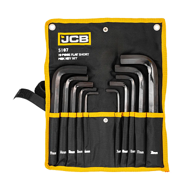 Набор ключей шестигранных 10пр. 6-22мм, на полотне (JCB-5107) JCB