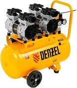 Компрессор безмаслянный малошумный DLS 1500/50, 1500 Вт, 2х750, 50 л, 260 л/мин Denzel