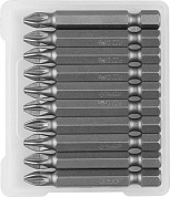 Биты ЗУБР "МАСТЕР" кованые, хромомолибденовая сталь, тип хвостовика E 1/4", PZ2, 50мм, 10шт