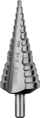 Сверло ступенчатое 4-39мм HSS, 14 ступ., по сталям и цв. мет., 3-х гр. хв. (29670-4-39-14_z01) ЗУБР