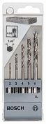 Набор сверл по дереву с хвостовиком 1/4", d=2-3-4-5-6мм, 5пр. (2 608 595 525) BOSCH