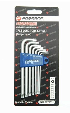 Набор ключей TORX экстра длинных с отверстием 7пр. Т10Н-Т40Н (F-5071TXL) Forsage