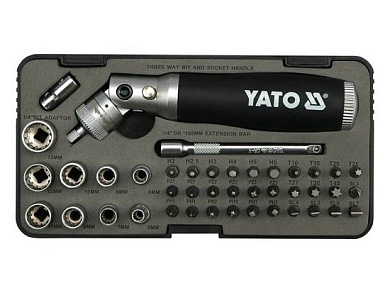 Отвертка с трещёткой + головки и биты (набор 42пр.) CrV (YT-2806) YATO