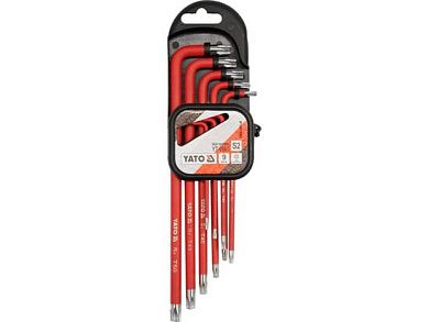 Набор ключей TORX с отверстием T10-T50 красные, 9пр. S2 (YT-0563) YATO