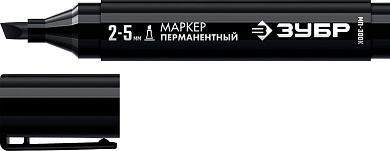 Маркер перм., черный, толщ. письма 2-5мм, клиновидный "МП-300К" (06323-2) ЗУБР