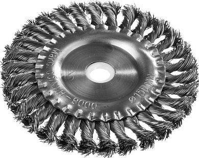 Щетка дисковая для УШМ, жгутированная стальная проволока 0,5мм, 150ммх22мм (35100-150) DEXX