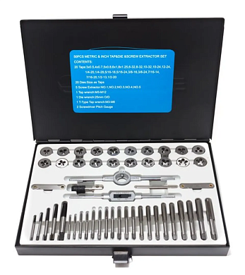 Набор метчиков и плашек (метрич. + дюйм.), 50пр. (F-M050-3) Forsage