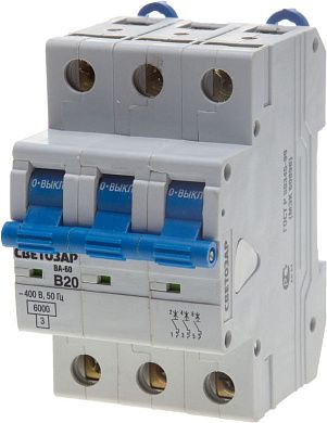 Выключатель автоматический 3-полюсный, 16 A, "B", откл. сп. 6 кА, 400 В (SV-49053-16-B) СВЕТОЗАР