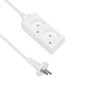 Удлинитель бытовой 3м (ПВС 2х0,75 2,2кВт IP20 2 роз. 220В 10А белый) 77013 POWERMAN ETP