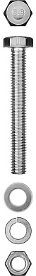 Комплект (болт, гайка, шайба, гровер) DIN933,934,125,127 оцинк. M6x70мм, 6шт. (303436-06-070) ЗУБР