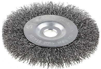 Щетка дисковая для точильно-шлифовального станка, витая сталь 0,3мм, 175/12,7/16мм (35185-175) STAYER