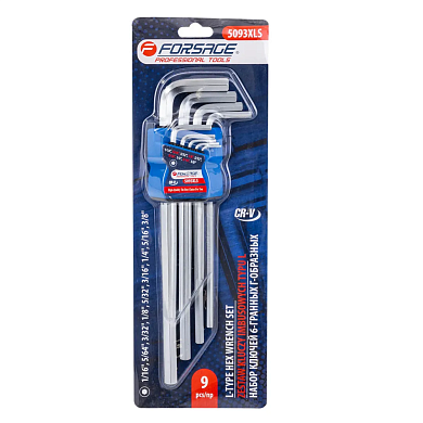 Набор ключей шестигранных, 9пр. 1/16"-3/8" (F-5093XLS) Forsage