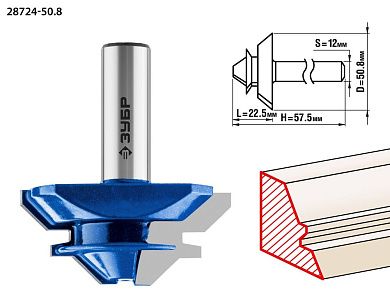 Фреза кромочная для углового сращивания, D= 50,8мм, рабочая длина-22,5мм,хв.-12мм (28724-50.8) ЗУБР