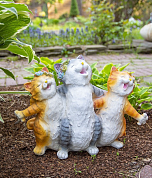 Фигура садовая ЧУДЕСНЫЙ САД 208 "Веселые коты" с LED подсветкой, на солнеч.батарее, полирезина