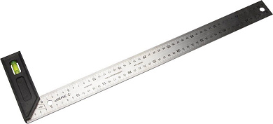Угольник разметочный, Эксперт , усиленный, встроенный уровень, гравирован шкала, нерж полотно 37мм, толщина 2мм, 500мм (34397-50) ЗУБР