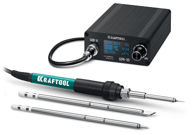 Станция паяльная программируемая, 50 - 480°C, 100 Вт, 3 жала Т12, KPI-10 (55343) KRAFTOOL