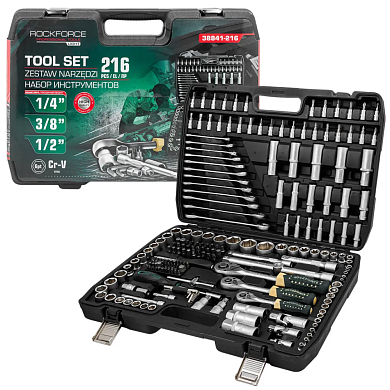 Набор инструментов 216пр. 1/4", 3/8", 1/2" (6гр.)(RF LIGHT-38841-216) RockFORCE LIGHT