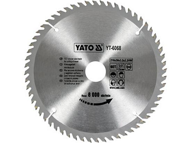 Диск пильный 210х30х60T по дереву (YT-6068) YATO