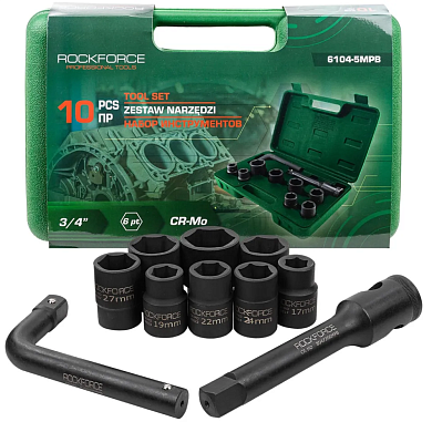 Набор головок ударн. 10пр. 3/4" (6гр.)(RF-6104-5MPB) RockFORCE