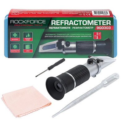 Рефрактометр 3в1(антифриз, электролит, омывающая жидкость), пласт.футляр (RF-9G0303) Rock FORCE