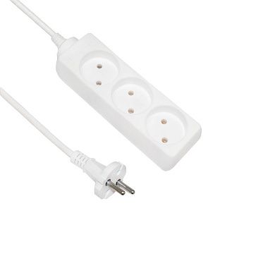 Удлинитель бытовой 3м (ПВС 2х0,75 2,2кВт IP20 3 роз. 220В 10А белый) 77017 POWERMAN ETP