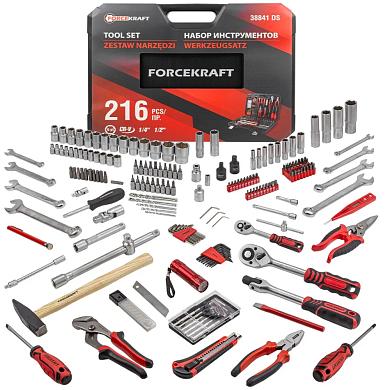 Набор инструментов 216пр. 1/4''1/2'' (6гр.)(4-27мм)(FK-38841DS) FORCEKRAFT