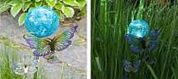 Фонарь садовый ЧУДЕСНЫЙ САД 689-B "Бабочки" синий св/диодный RGB на солнеч.батарее, стекло/металл