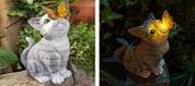 Фигура садовая ЧУДЕСНЫЙ САД 908 "Котенок и бабочка" с LED подсветкой, на солнеч.батарее, полирезина
