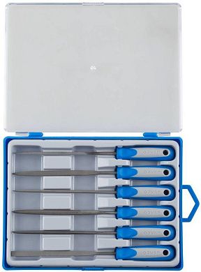 Набор "ЭКСПЕРТ" Надфили, двухкомп. ручка, насечка 0=драчевая, 100мм, 6шт (16020-0-H6) ЗУБР