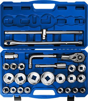 Набор головок с трещоткой и удлинителями 3/4", 1" 21-50мм, 26пр. "НКТ-26" (27660-H26_z02) ЗУБР