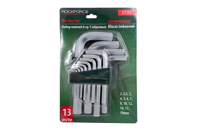 Набор ключей шестигранных, 13пр. 2-19мм (RF LIGHT-5137C) RockFORCE LIGHT