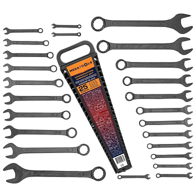Ключи комбинированные, 25пр. (6-19, 21, 22, 24, 27, 30, 32мм) (MT-5262MP BLACK) MEGATOOLS