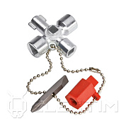 Ключ крестовой 4-лучевой для стандартных шкафов и систем запирания, 44мм (001102) KNIPEX