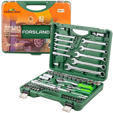 Набор инструментов 82пр. 1/4'', 1/2'' (6гр.)(4-32мм)(Forsland-4821-5) Forsland
