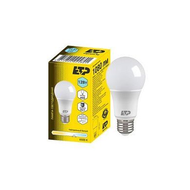 Лампа светодиодная 12W A60 E27 6500K (100) ETP