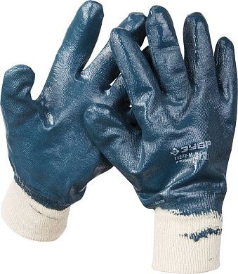Перчатки рабочие с манжетой, с полным нитриловым покрытием, размер M (8) (11272-M) ЗУБР
