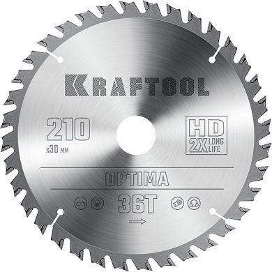 Диск пильный 210х30х36Т по дереву "Optima" (36951-210-30) KRAFTOOL