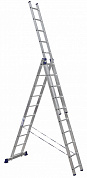 Лестница алюм. трехсекционная с рем. безопасности H3 (10 ступ. 282/646см 14,3кг) АЛЮМЕТ