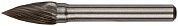 Шарошка карбидная, штифт 6мм, цилиндрическая с острым наконечником (F_36594) FIT
