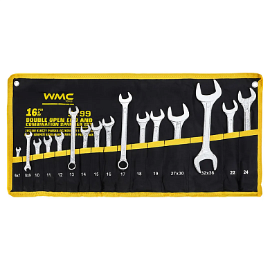 Набор ключей комбинированных и рожковых,16пр. 6-36 мм (WMC-5199) WMC TOOLS