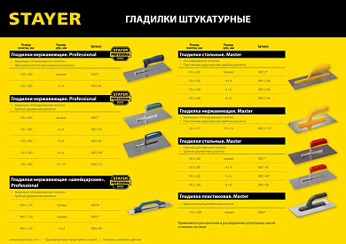 Гладилка нерж. зубчат. 130х270мм, зуб 10мм, пласт. рук. (08012-10) STAYER