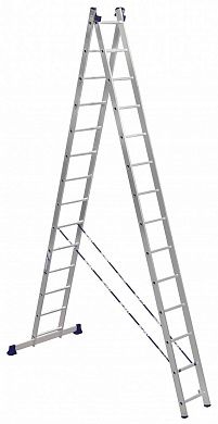 Лестница алюм. двухсекционная шарнирная H2 (14 ступ. 394/674см 13,5кг) АЛЮМЕТ