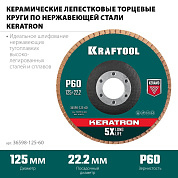 Круг лепестковый 125х22.23 мм для металла, нерж. стали, P60, керам. (36598-125-60) KRAFTOOL