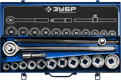Набор головок 3/4" 19-46мм, 14пр.., хромир., мет.чем "Профессионал" (27660-H14) ЗУБР