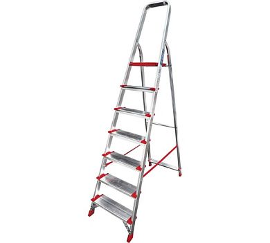 Лестница-стремянка алюм. с дугой и складн. площадкой NV3112 (7 ступ. 151/225см, 7.7кг) Новая высота