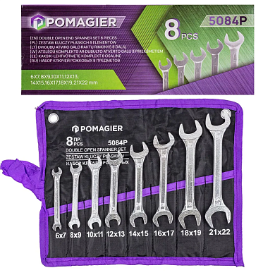 Набор ключей рожковых, 8пр. 6-22мм (POM-5084P) POMAGIER