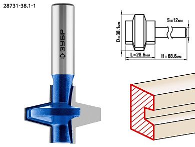 Фреза пазо-шиповая наборная, D= 38,1мм, рабочая длина-28,6мм, хв.-12 мм (28731-38.1-1) ЗУБР